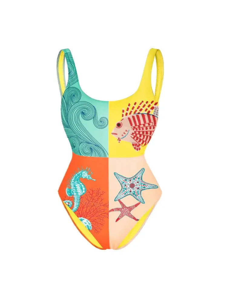 Women's Backless Starfish Print Swimsuit — additional view
