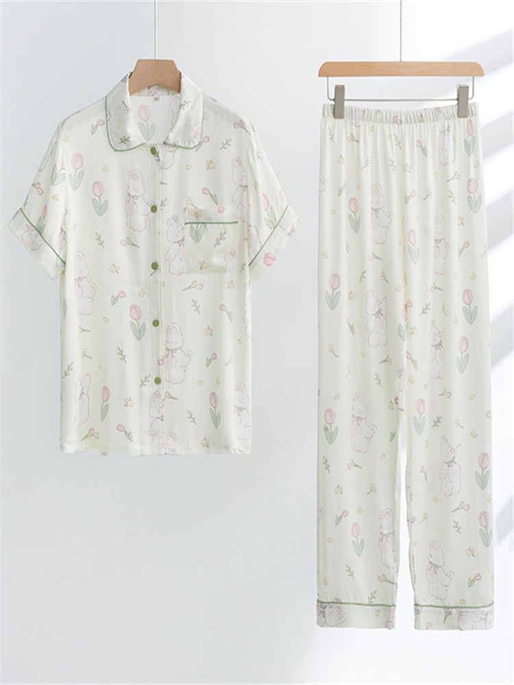 Women's bamboo cotton gauze pajama set — alternate print