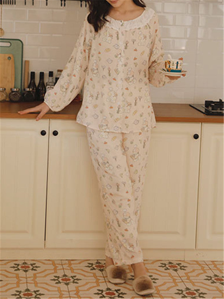 Women's bamboo cotton printed pajama set