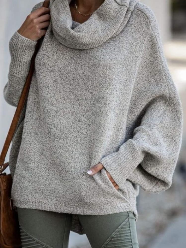 Women's batwing sleeve knit sweater — back view