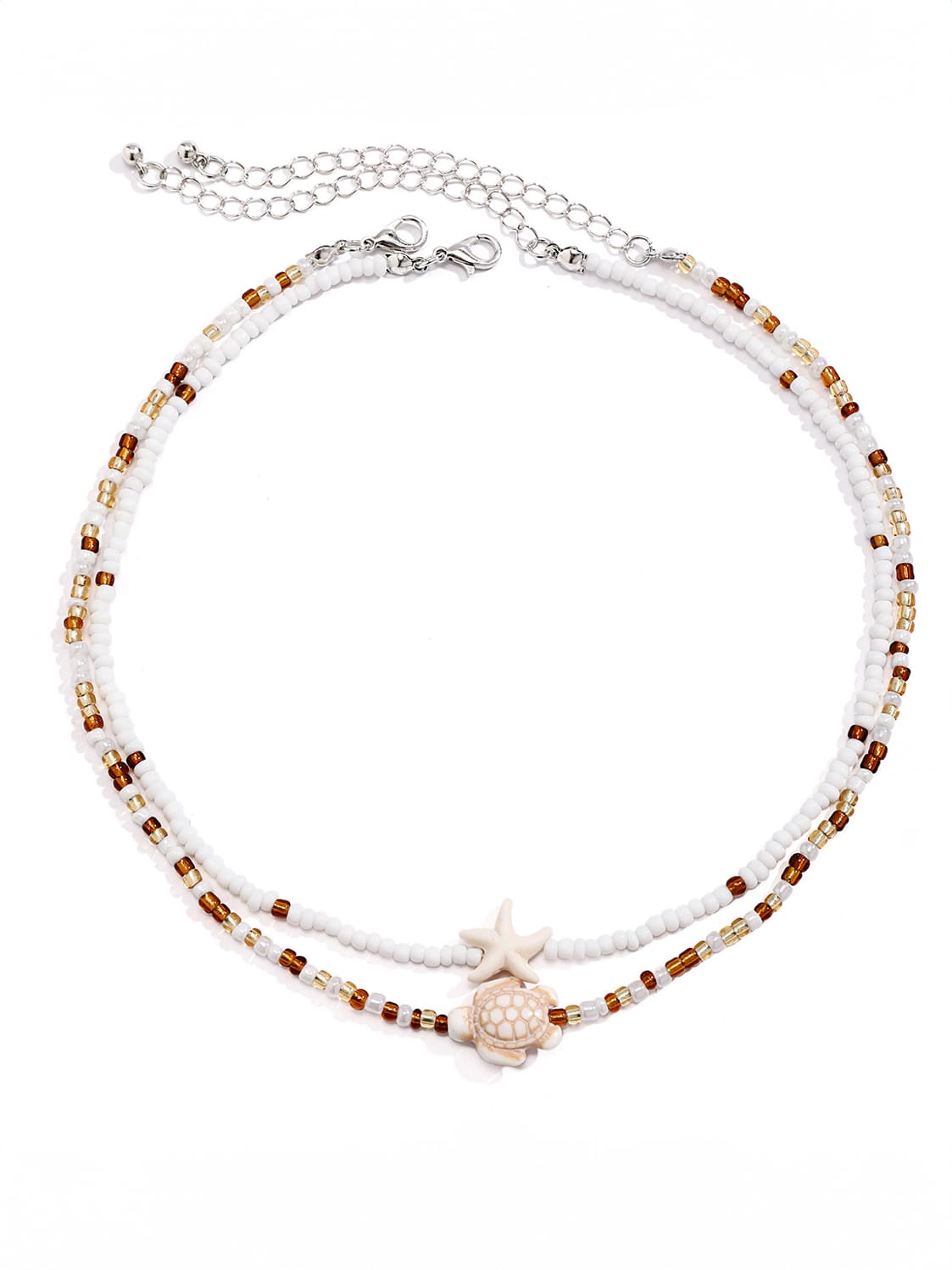 Women's beach starfish shell necklace — full view