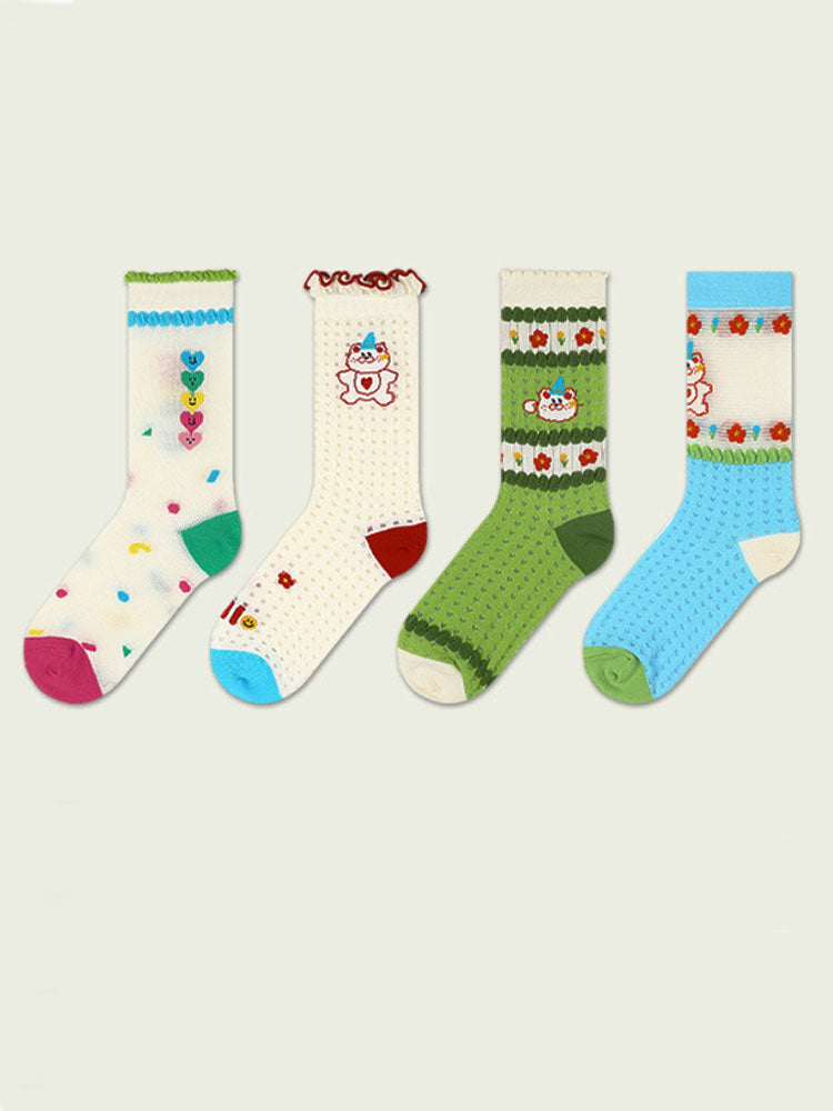 Women's Bear Print Mid-Calf Socks — detail