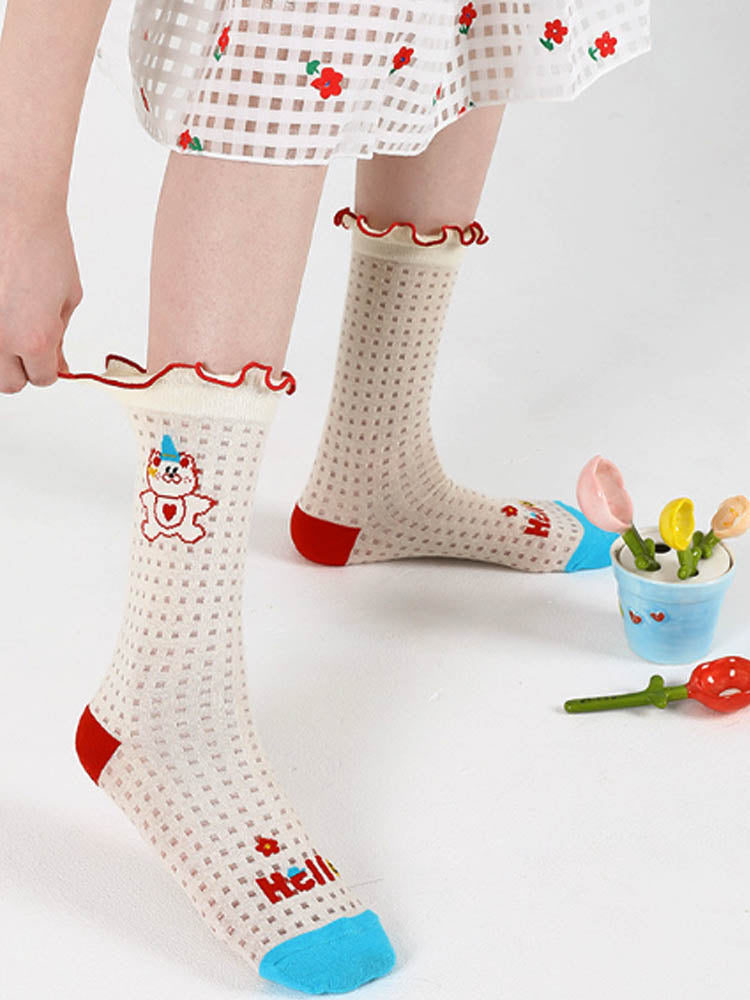 Women's Bear Print Mid-Calf Socks — alternate colour