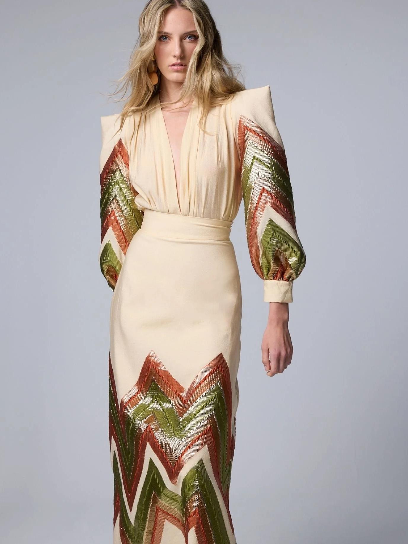 Women's Beige Puff-Sleeve Bodysuit & Skirt Set — alternate angle