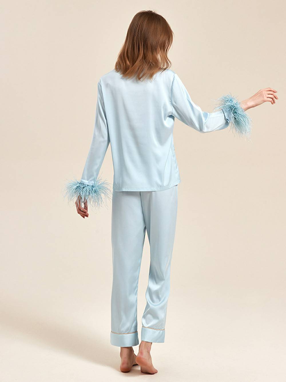 Women's bejewelled button pajama set — pink colourway full length