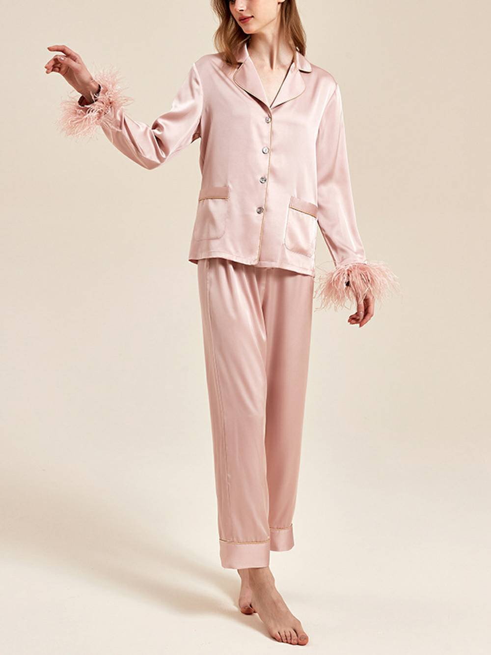 Women's bejewelled button pajama set — detail