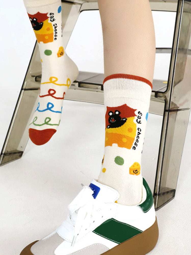 Women's Black Bear Print Socks