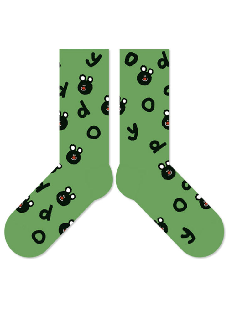 Women's Black Bear Print Socks