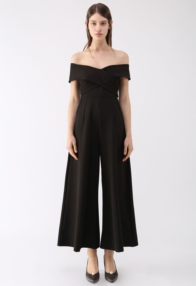 Women's Black Off-Shoulder Jumpsuit