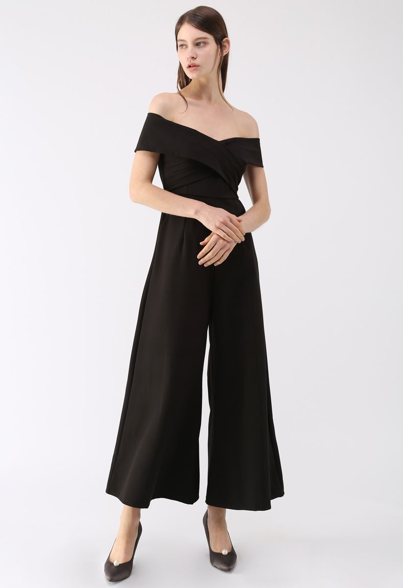 Women's Black Off-Shoulder Jumpsuit