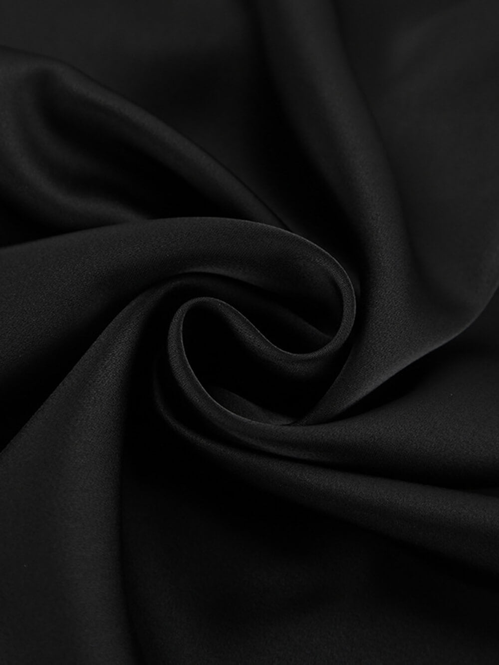 Women's black high-waist satin fishtail maxi skirt — full length