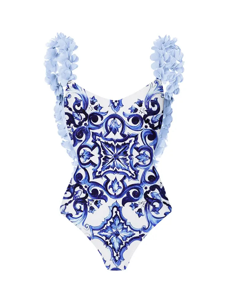 Women's Blue Appliqué One-Piece Swimsuit — additional view