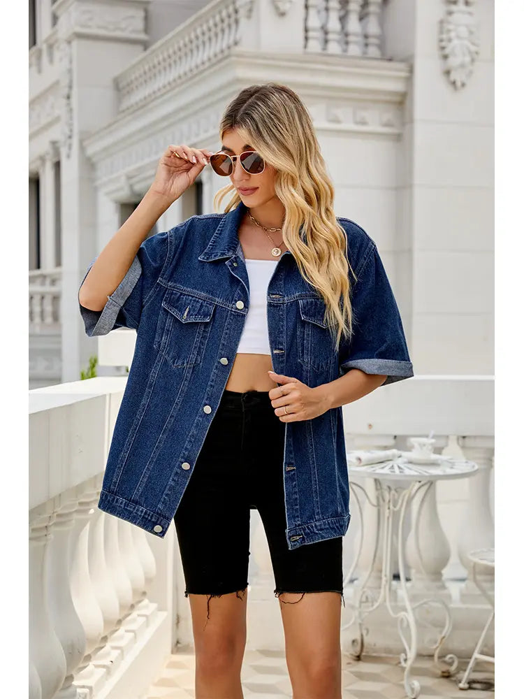 Women's Blue Dark Wash Denim Jacket