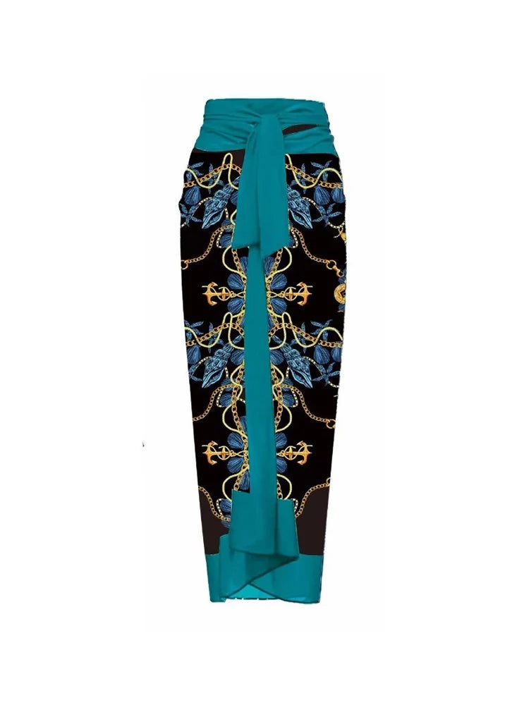 Women's blue floral 3D flower swimsuit — detail