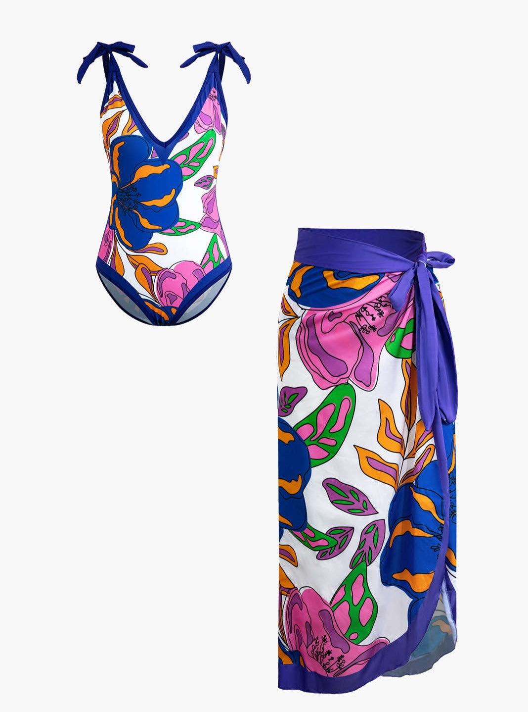 Women's blue tummy-control swimsuit