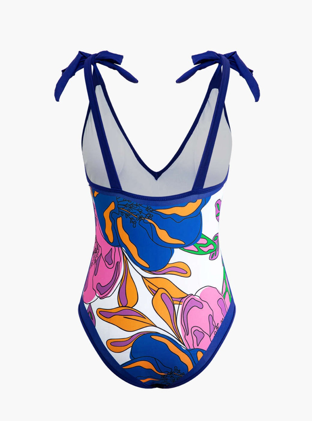 Women's blue tummy-control swimsuit — alternate angle