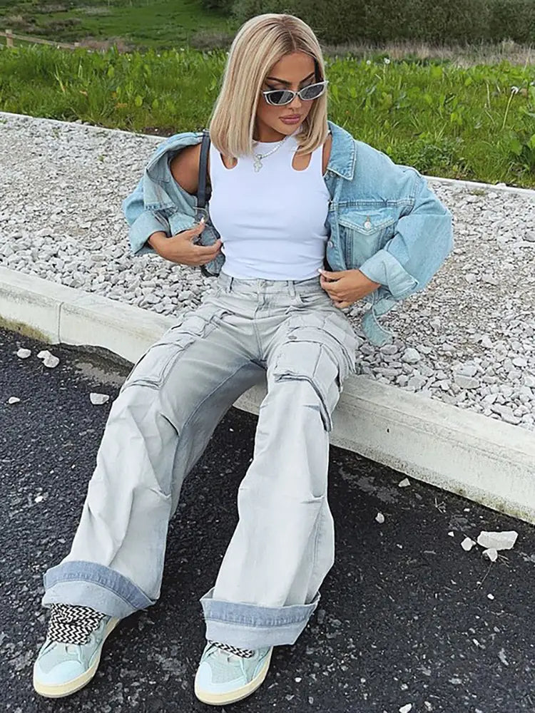 Women's zip-split straight-leg jeans — full length
