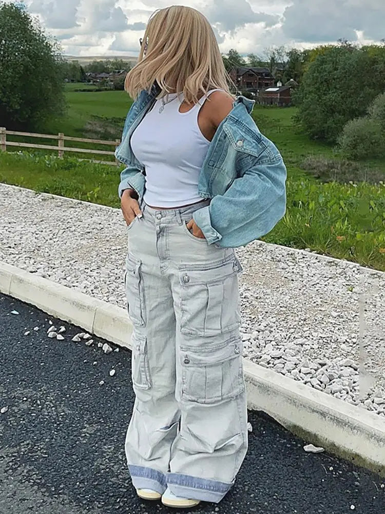 Women's zip-split straight-leg jeans — back view