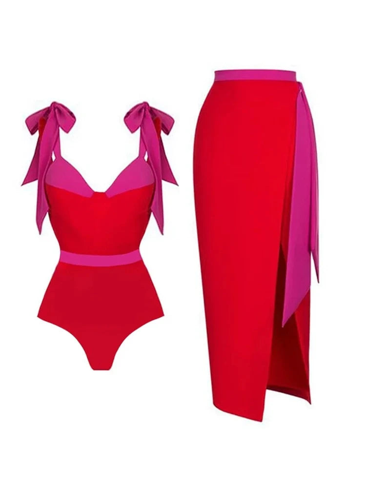 Women's bow tie bikini swimsuit — front view