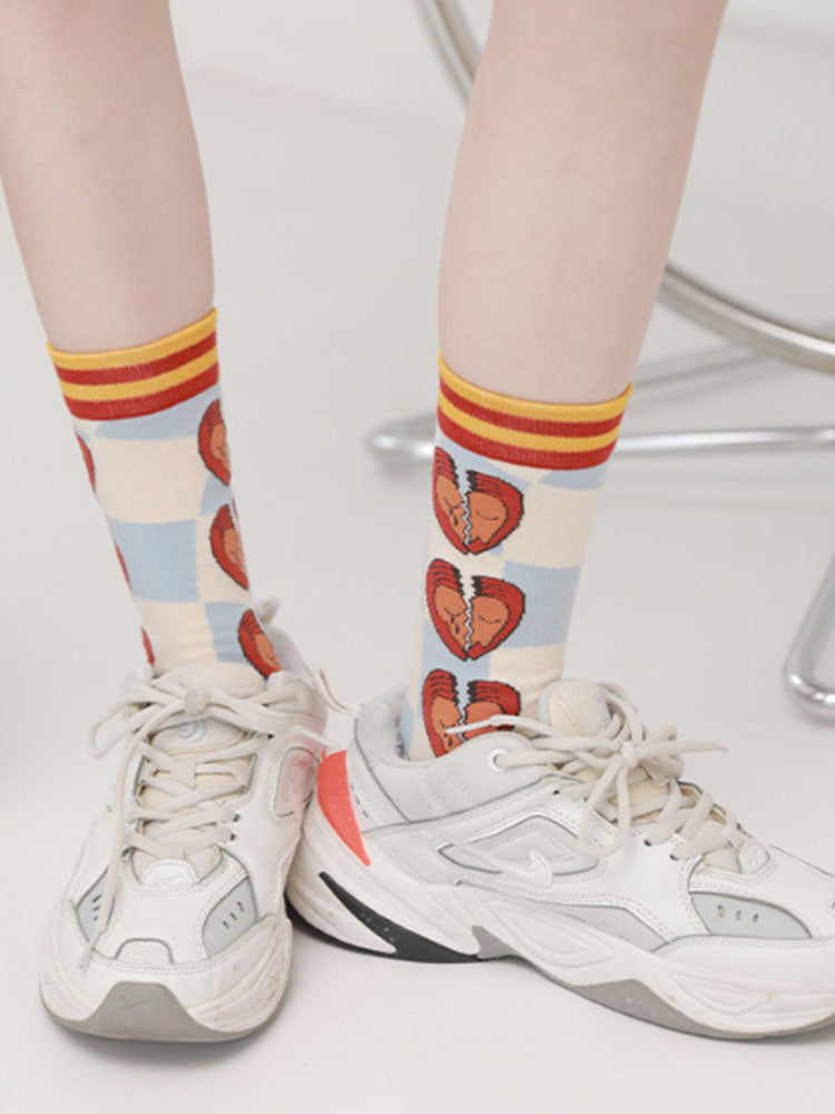 Women's Broken Heart Print Socks