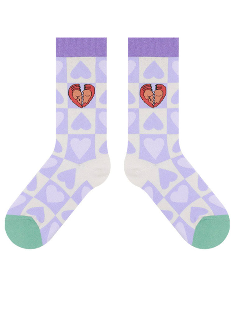 Women's Broken Heart Print Socks