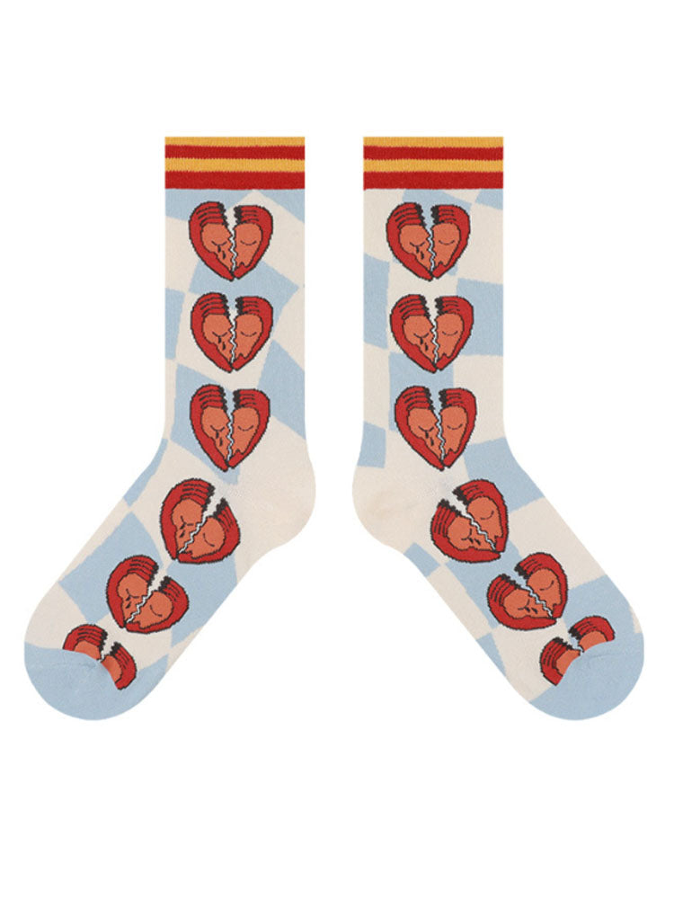 Women's Broken Heart Print Socks