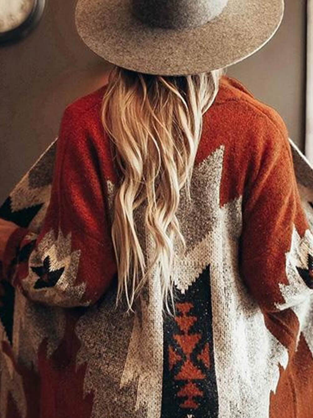 Women's Brown Boho Longline Coat — front view