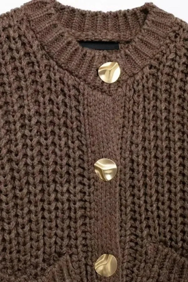 Women's brown chunky knit vest