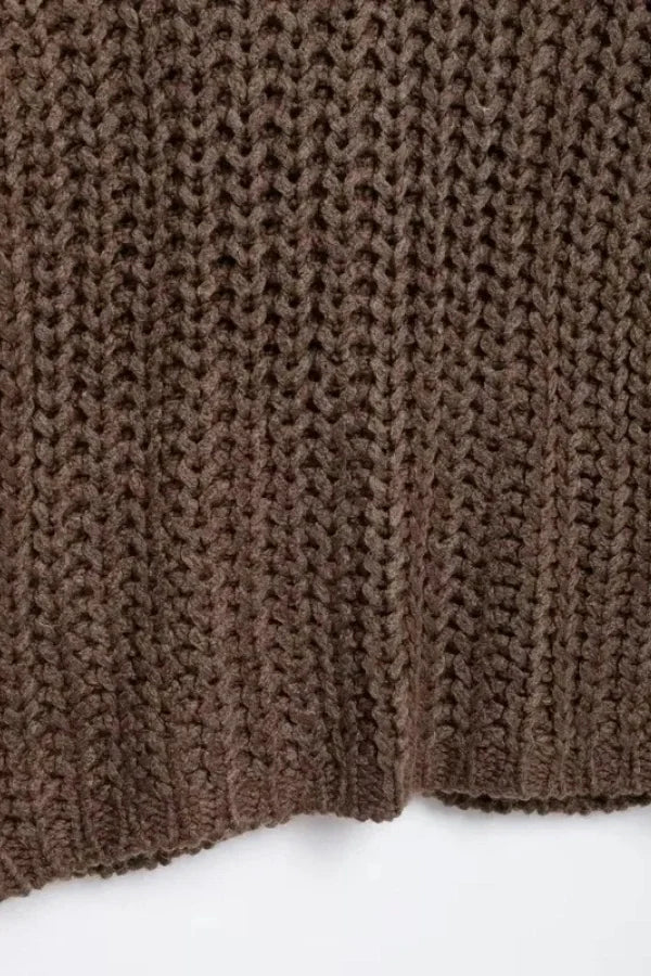 Women's brown chunky knit vest