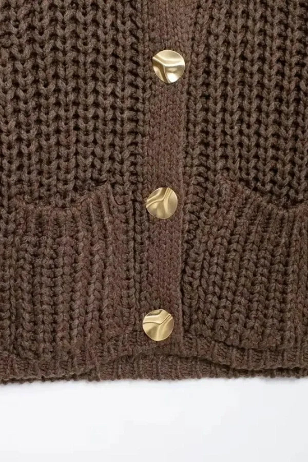 Women's brown chunky knit vest