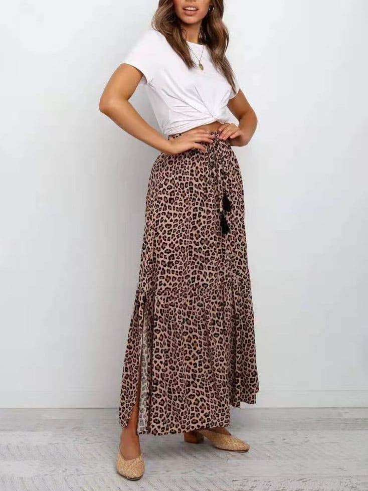 Women's Brown Leopard Print Maxi Skirt — styled look