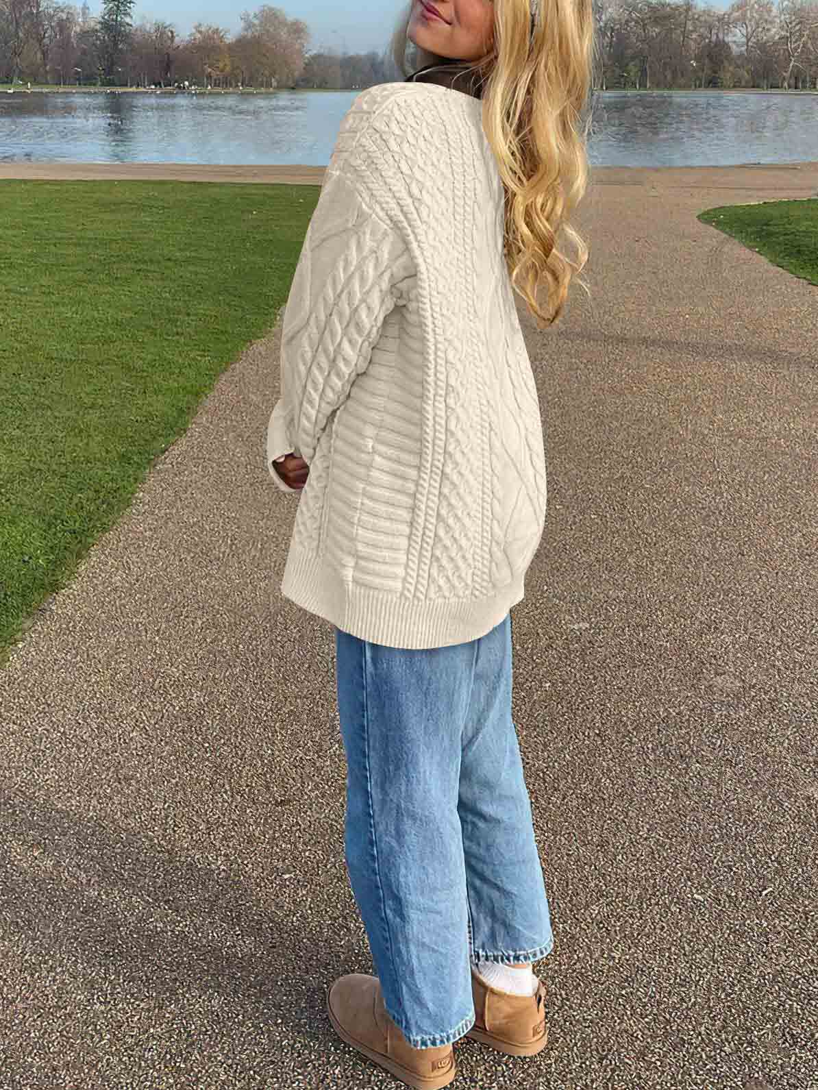 Women's burgundy cable knit sweater and skort set — full length
