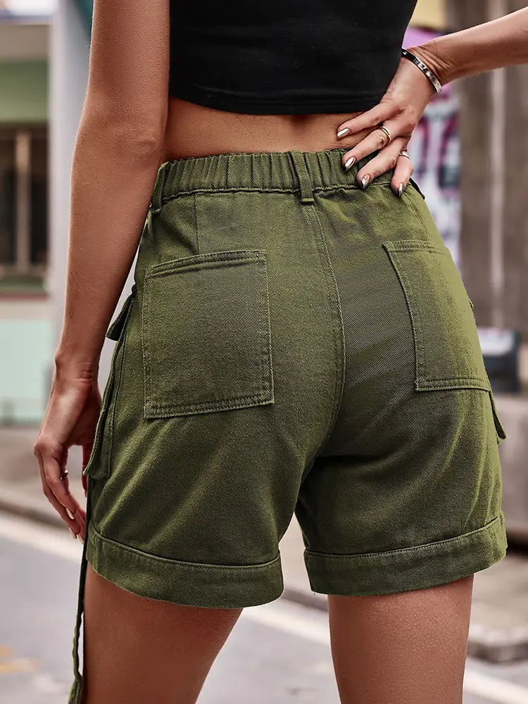 Women's Cargo Denim Shorts — detail view