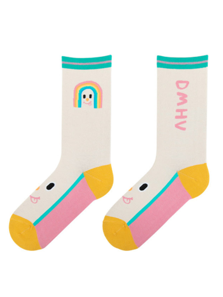 Women's playful cartoon character print cotton socks