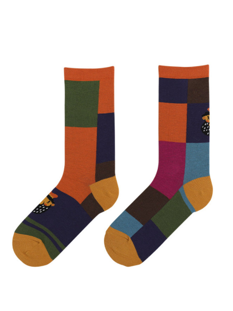 Women's playful cartoon character print cotton socks