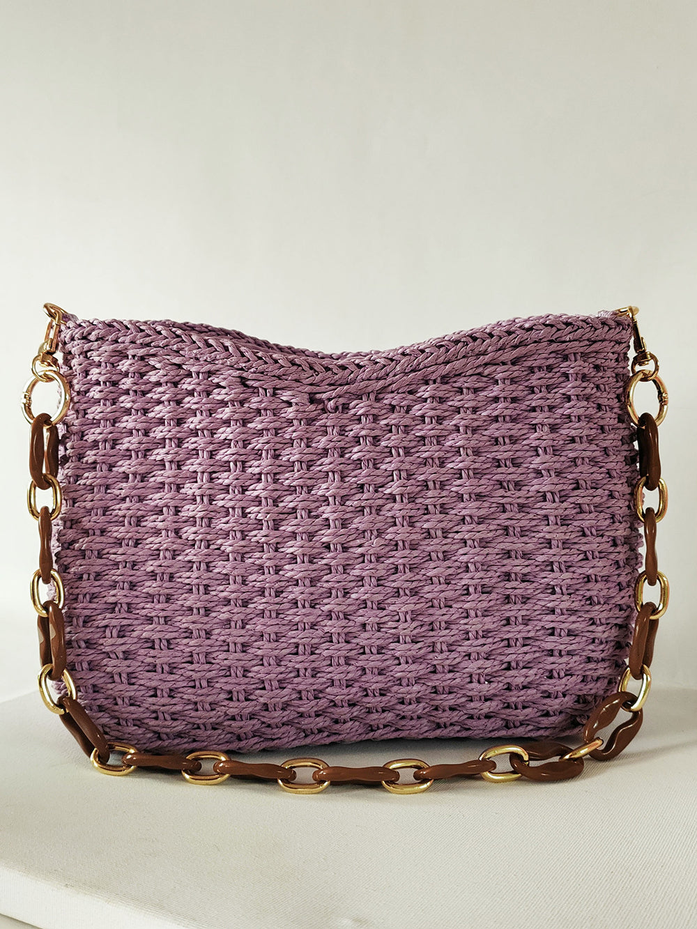 Women's Chain Strap Straw Tote Bag
