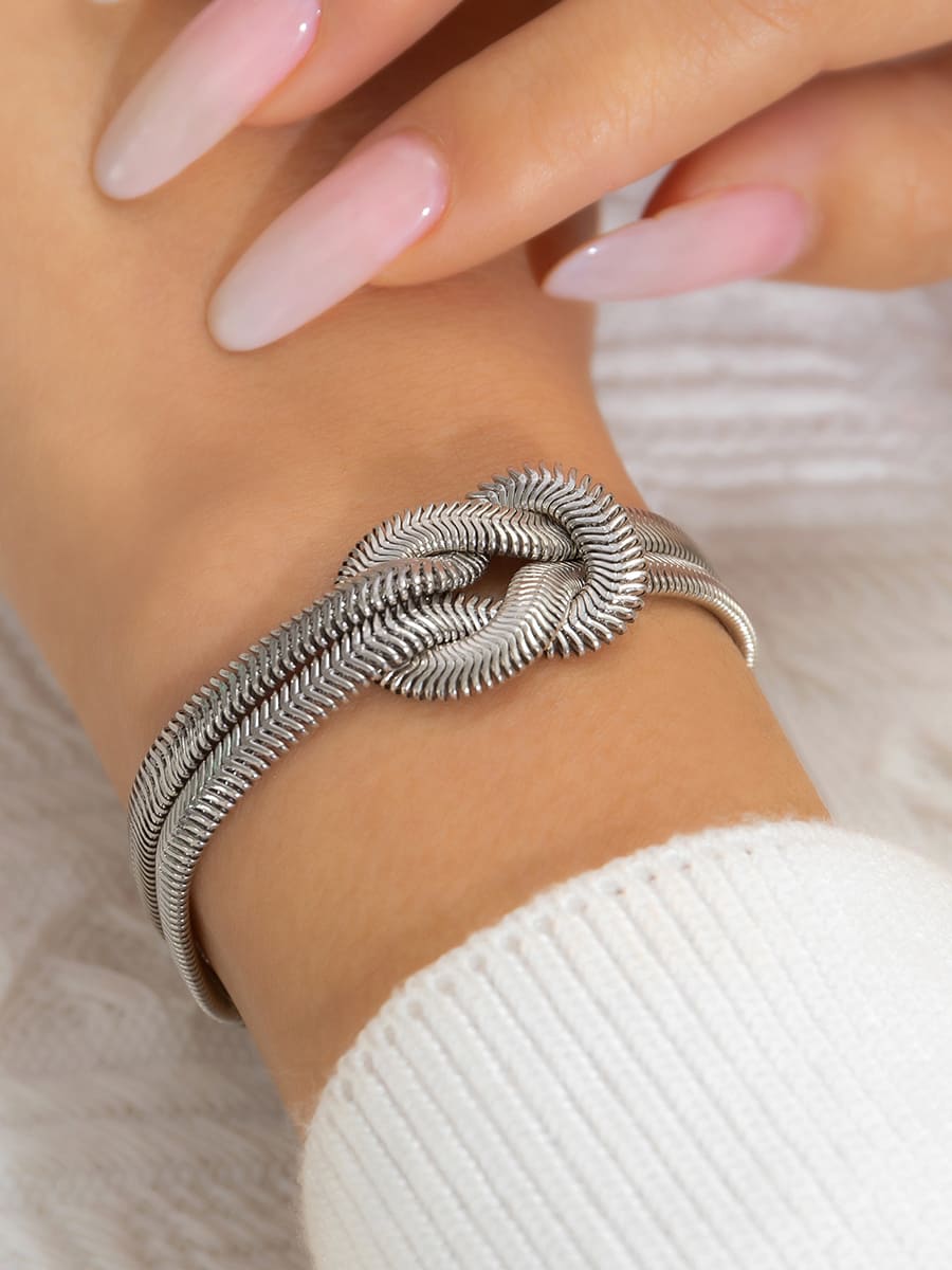 Women's coiled snake chain bracelet — full view