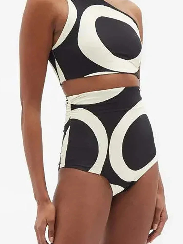Women's colourblock high waist bikini