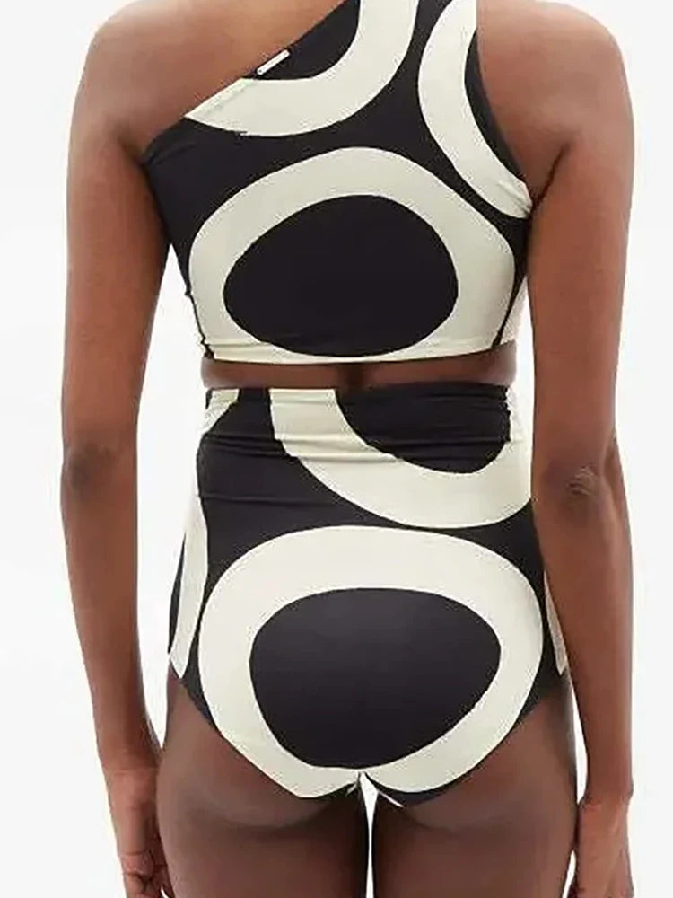 Women's colourblock high waist bikini