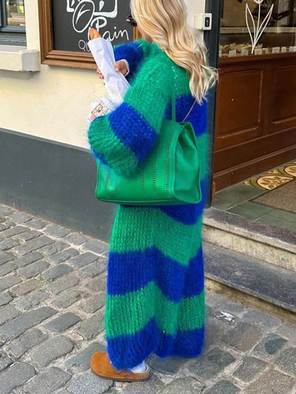 Women's Contrast Stripe Longline Cardigan — alternate colour