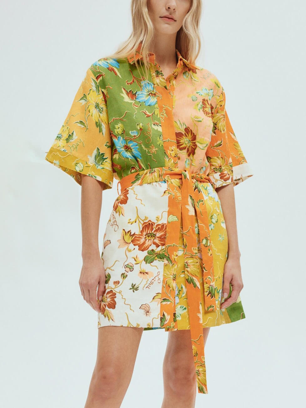 Women's contrasting floral print mini dress