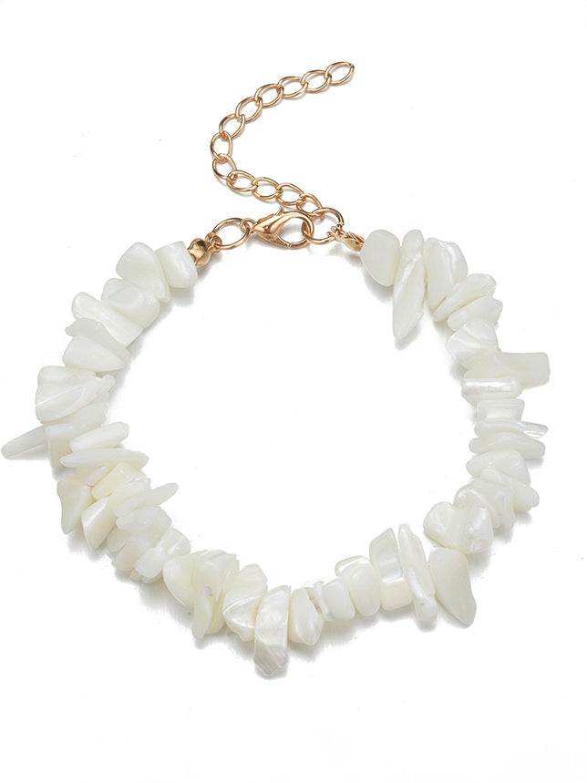 Women's cream coral chip beaded bracelet