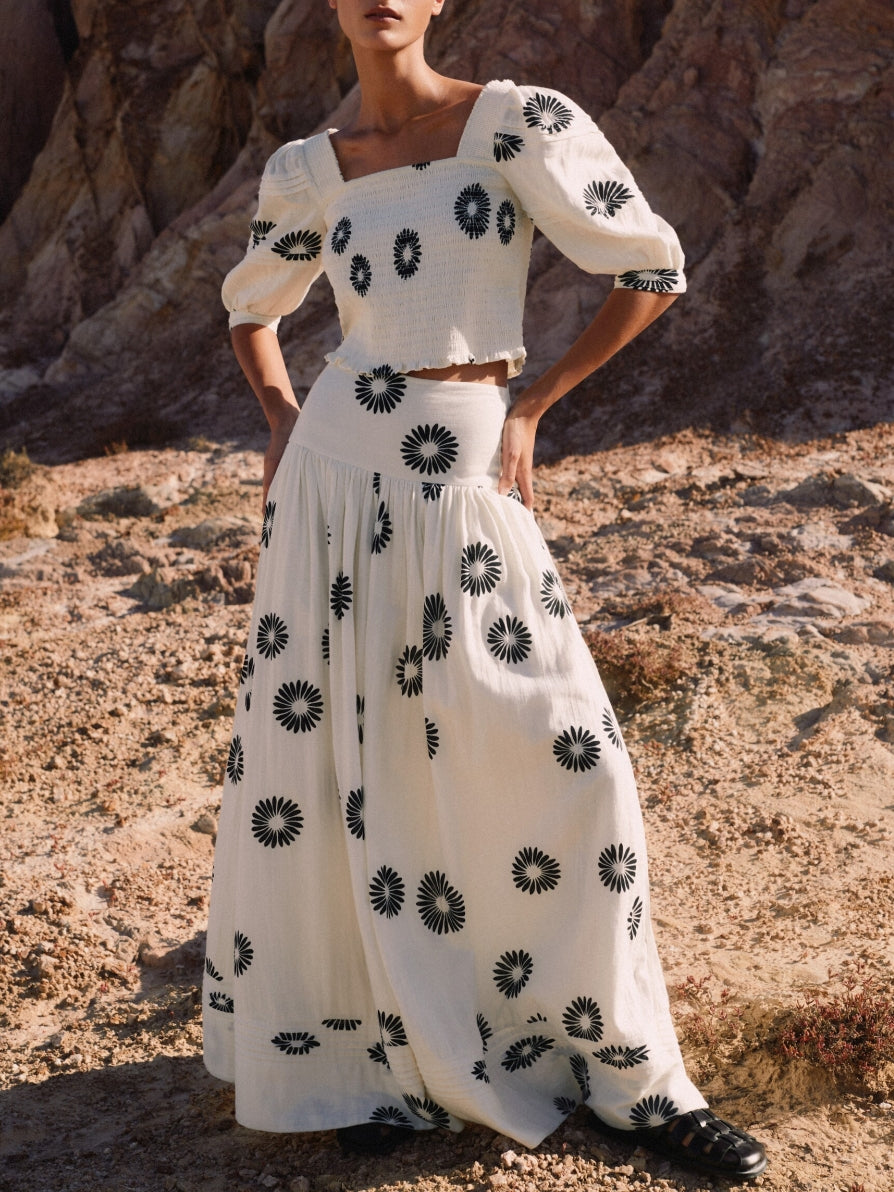 Women's cream daisy print co-ord set
