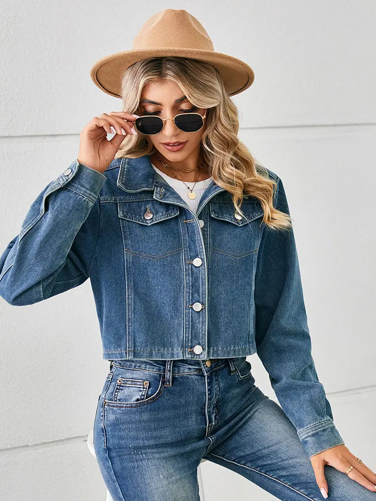 Women's Cropped Denim Jacket — alternate angle