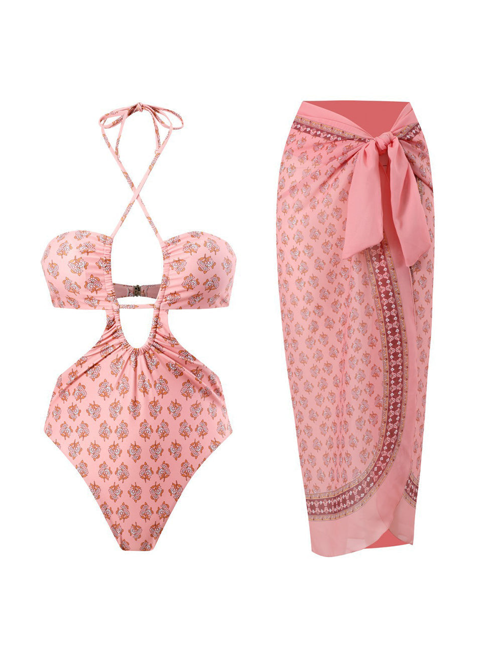 Women's cutout swimsuit with scarf