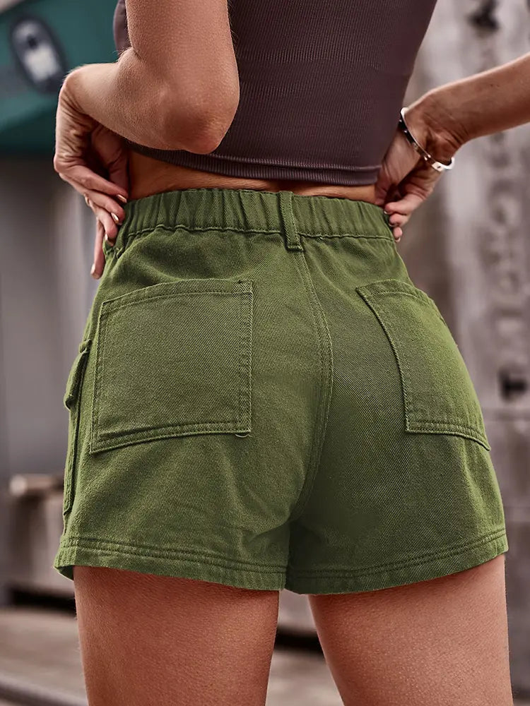 Women's Distressed Denim Cargo Shorts — colour range