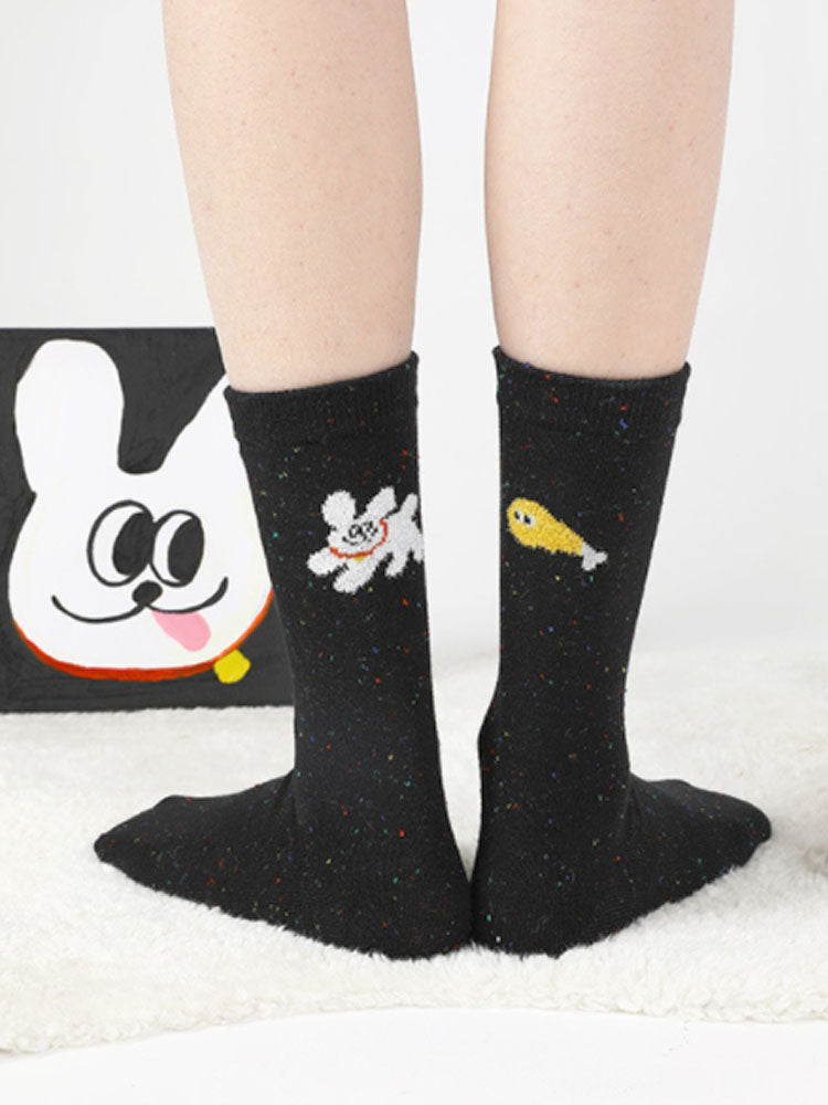 Women's dog print cotton ankle socks