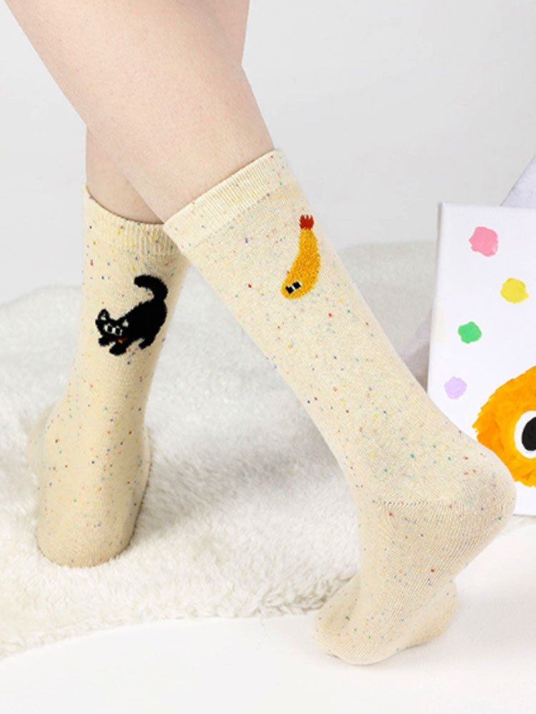 Women's dog print cotton ankle socks — detail