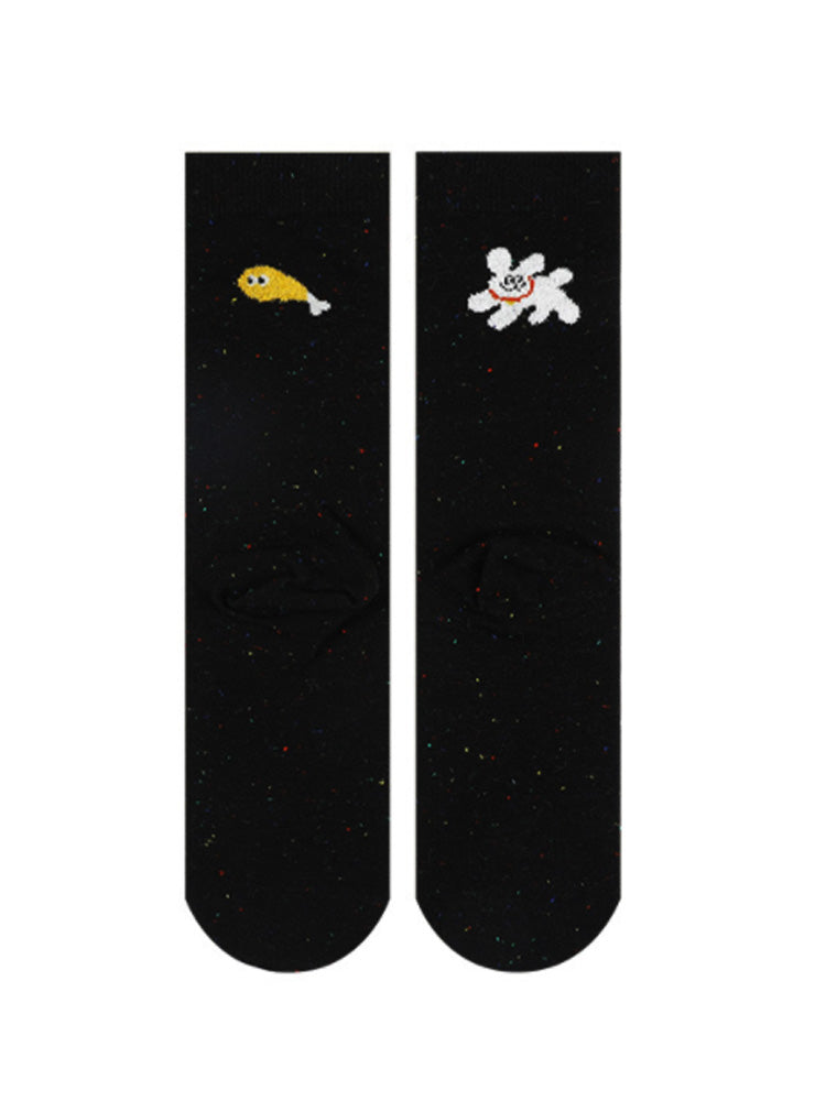 Women's dog print cotton ankle socks — detail