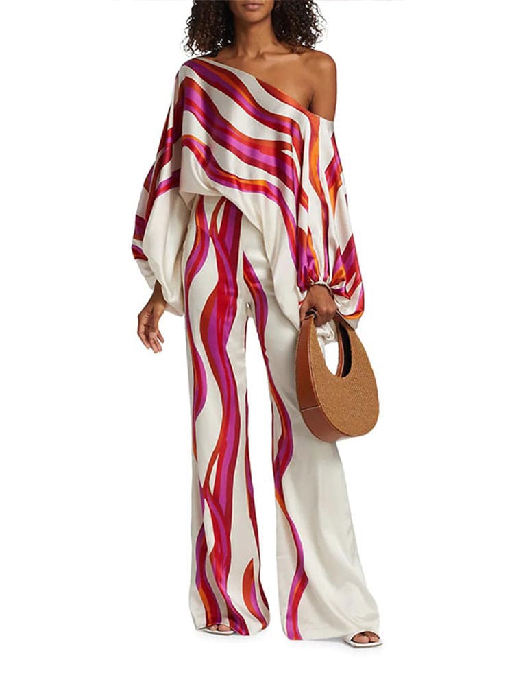 Women's dolman sleeve wide-leg two-piece set